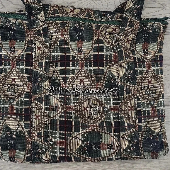 🛍Handmade Tapestry Golf Theme Zippered‎ Tote Shoulder Bag - Picture 2 of 8
